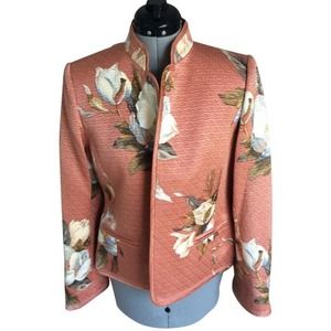 ELLEN TRACY LINDA ALLARD PEACH FLOWER JACKET/BLAZER